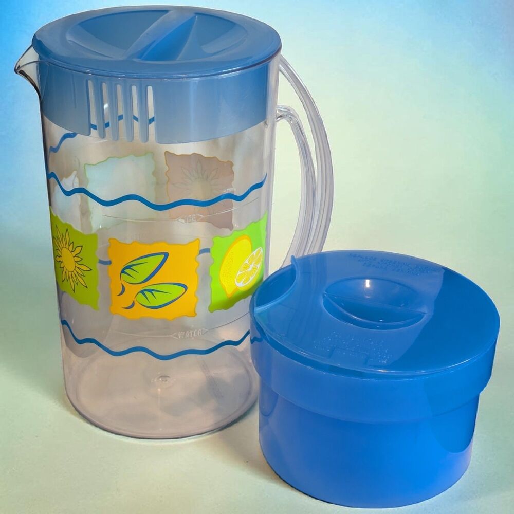 Mr Coffee Iced Tea Maker Pitcher Sun Lemon Pattern TM1 w/Steeping Basket & Lid